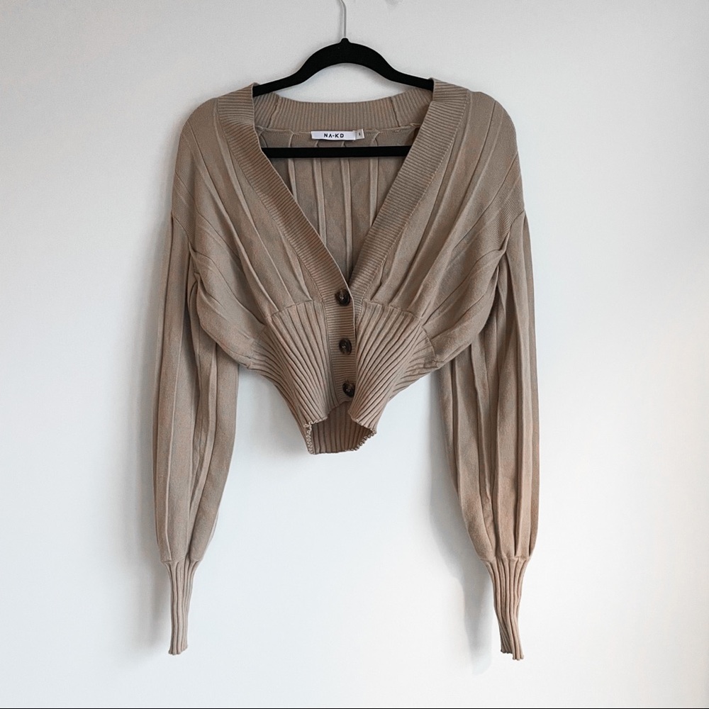 NA-KD Fashion Beige Cardigan (SMALL)